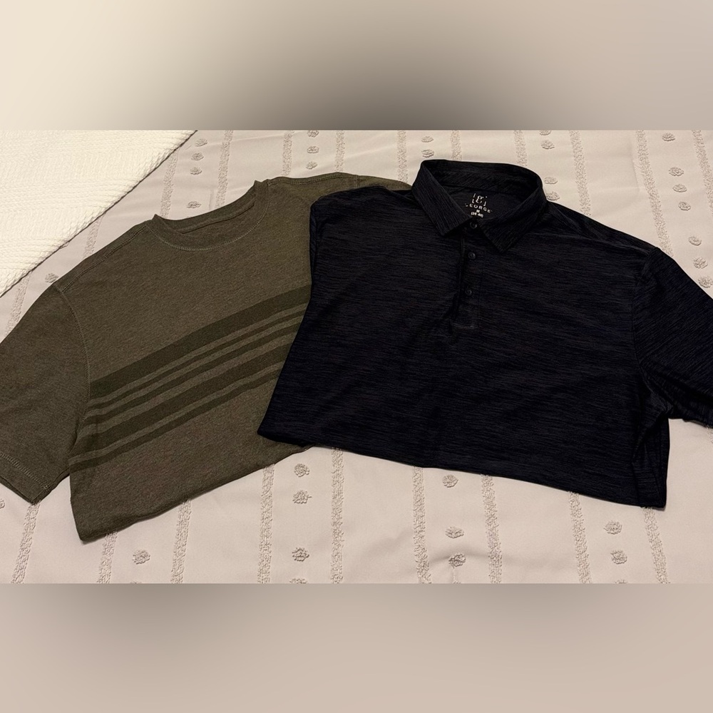 Outdoor life shirt and George polo men’s Black and Olive Shirt Set.